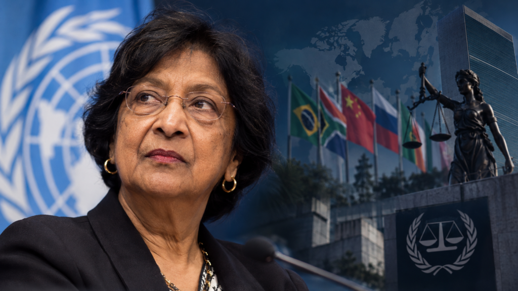 Retrato de Navi Pillay, jurista sudafricana y Premio Nobel de la Paz 2026, reconocida por su trayectoria en defensa de los derechos humanos y el derecho internacional.
